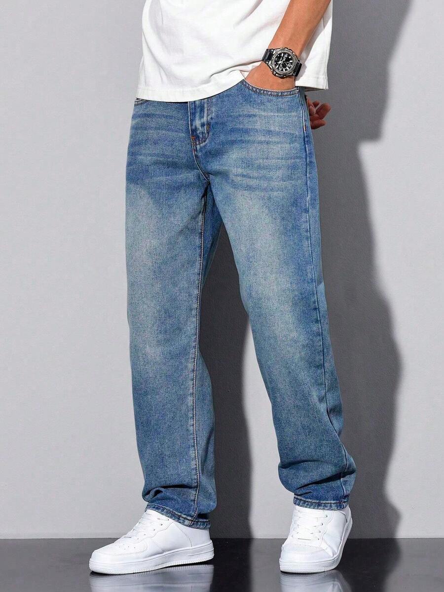 Shendy Vendy Men's Slim Pants, Fashion Stretch Skinny Denim Pants, Classic Men's Jeans With Pocket - 青碧色 - 查看 1