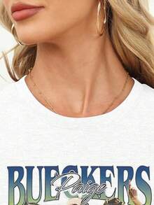 Paige Bueckers Vintage Shirt Dallas Printed T-Shirt, Women's Vintage Pattern Short-Sleeved Sport Shirt, Casual Sport T-Shirt - 白色 - 查看 4