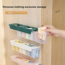 1 pieza Caja de almacenamiento de pared de plástico, caja de almacenamiento de cajón multifuncional para ropa interior y calcetines, caja de almacenamiento montada en la pared sin perforación, con deflector ajustable incorporado, adecuada para almacenamiento en dormitorio, organización de armario, almacenamiento de cocina, almacenamiento de baño - Multicolor - Ver 5