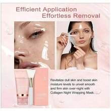 Collagen Overnight Wrapping Peel Off Facial Mask Pack - Elasticity & Hydration Care, Reduces Sagging & Dullness - Hydrolyzed Collagen For Glowing Skin - Korean Skin Care, Face Masks Skincare - 粉色 - 查看 2
