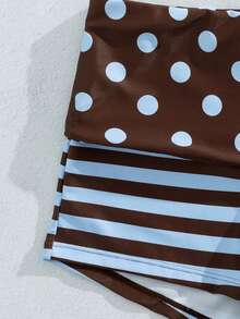 女士泳装比基尼，复古日常穿搭棕蓝色波点沙滩套装/健身裤外套/休闲/Y2K/性感西部风/波西米亚风/鸡尾酒会/复古/紧身/嘉年华/优雅/老钱/街头时尚/春夏假日 - 藍棕色 - 查看 10