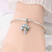 1 件镀银花卉系列 - 竖琴猫兔画板吊坠，适用于 3 毫米手链 DIY 串珠，女士时尚饰品，节日生日礼物 - 彩色 - 查看 7