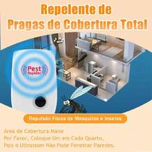 Repelente eletrônico ultrassônico de mosquitos, repelente inteligente de mosquitos. Repele diversas pragas. Pode repelir moscas, mosquitos, baratas, morcegos e ratos. Produto repelente de mosquitos, controle de insetos.Repelente ultrassônico de roedores - Entrada do Brasil (220V) - Visão 5