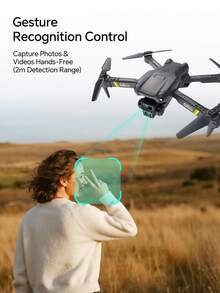 AXNEN 2026新款K13MAX折叠式双摄像头航拍无人机，具备一键降落、实时图像传输、手势拍照/录像、智能定高、路径飞行模式、360°翻转等功能，操作简便，适合初学者——是各种场合的完美礼物。 - 彩色 - 查看 6