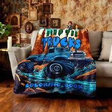 1PC 3D Monster Jam Monster Truck Cartoon Blanket, Edgy Gift For Motorsports Fans, Themed Man Cave Decor, Retro Sci-Fi Party Accent & Race Day Souvenir,Soft Throw Blanket For Home Bedroom Bed Sofa Picnic Travel Office Cover Blanket - nhiều màu 2 - Xem 2
