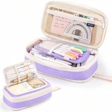 大容量多层收纳帆布笔袋，防污文具袋，学生多功能笔袋 - A6 - 查看 18