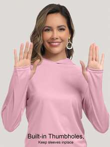 4 Pieces Of Women's Sun Protection Hoodies, Hooded UV Resistant Long Sleeved T-Shirts, Quick Drying Lightweight Sun Protection Hoodies, Breathable And Elastic Hiking Shirts, Long Sleeved Running And Outdoor Exercise Shirts,100% Polyester - 彩色 - 查看 2