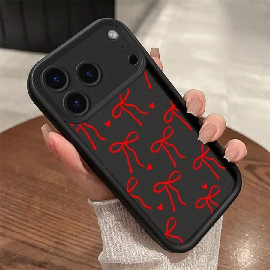 Pattern Phone Silicone Case For Iphone 17 16 15 14 13 12 11 Pro Max Plus 16E Creative Design Cover - Red Ribbon Khaki21YJ - View 1
