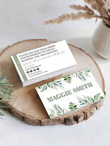 200/500/1000pcs Customized Business Card,Classic Modern Wedding Or Cocktail Party Invitations And Thank You Notes With Envelopes,Tropical Greenery, Palm Leaves,Tropical Banana Leaves Invitation - Multicolor - View 5