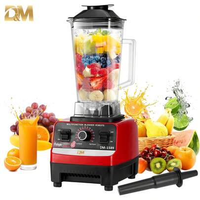 D&M Licuadora Profesional 2 En 1 Vaso 2.5L  15 Potencia 4500W,Roja,Licuadoras de Mesa, extractor de jugos Velocidad variable,  Hoja de Acero Inoxidable de Seis Hojas,licuadoras de cocina,trastes para cocina,cocina y hogar,licuadora para papillas de bebe,Batidora multifuncional de alta capacidad y máquina para hacer leche de soja para uso doméstico,Ideal para regalar en Navidad, Halloween, San Valentín, Año Nuevo, bodas y el Día de la Madre.PBJ-1