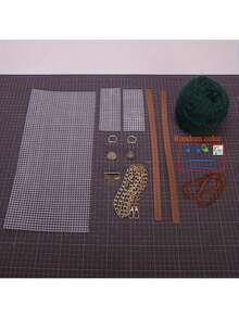 DIY毛绒手提包工艺套装及配件 - 手工钩编钱包材料套装，适用于自制时尚手提包、成人工艺品、服装、服饰配件、针线活等。 - 彩色 - 查看 8