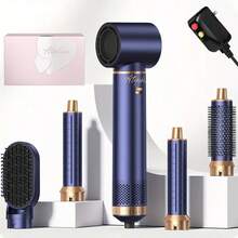ATOPSKINS 五合一专业热造型工具（热风梳+自动卷发棒）| 5个可拆卸替换刀头 + 3档可调温度 | 自动卷发，卷发/波浪/直发/柔顺 | 打造蓬松刘海、丰盈发根和柔顺造型 - 藍色 - 查看 13