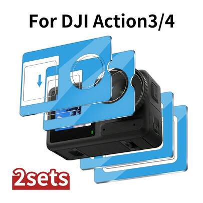 2pcs/Set Instant Positioning Protector, OSMO Action5pro/4/3 Tempered Glass Screen Protector (Screen Film + Lens Film), Outdoor Sports Camera Accessories, Anti-Scratch, Anti-Explosion, Anti-Fingerprint