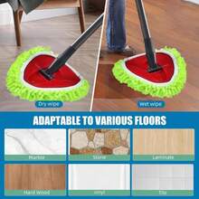 3 PCS Spin Mop Heads Replacements Compatible With Ocedar Easywring 1 Tank System Chenille Mops Duster Pad Washable Dust Refills Green Blue Red - White - View 8