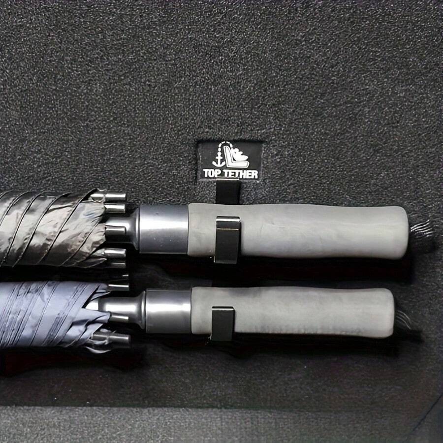 2pcs Car Umbrella Hanger, Car Umbrella Hook, Car Umbrella Clip, Car Umbrella Holder, Vehicle Storage, Car Organization, Compact Design, High Quality Material Sturdy Clip, Multi-Functional Hook, Car Owner, Daily Commuter. - Black - View 1