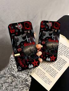 ¡Vibraciones de rock and roll para siempre! Esta elegante funda es compatible con los modelos  17, 16, 15, 14 Pro Max, 13, 12, 11, XR y XS Plus. Fabricada en silicona TPU, ofrece protección contra golpes y caídas, además de una sensación superior. Es un regalo ideal para familiares, amigos y seres queridos, y la elección perfecta para San Valentín.fundas para ,fundas,accesorios para celular,fundas para celular,fundas para  13,funda  13,funda  16,funda  17 pro max,funda  15,fundas para  16,fundas  11,fundas ,Música rock, elementos del rock - Negro - Ver 5