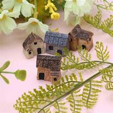 4PCS Miniature Exquisite Thumbnail Stone Houses Desktop Ornaments Garden Decoration - 4pcs - 查看 6