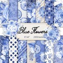 Craft Paper - 12in-powder Blue Flowers - View 4