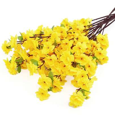 5pcs Artificial Cherry Blossom Branches, Approx. 65cm Long, Silk Fabric Spring Sakura Flower Bouquet, Suitable For Wedding, Home Decor DIY