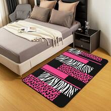 Retro Leopard Print Flannel Carpet, 2D Digital Printing, Non-Slip Rubber Bottom, Multiple Sizes Available. Suitable For All Seasons, Washable, Machine Washable, Comfortable, Unique, Suitable For Him, Her, Family Members, Boyfriend, Girlfriend, Father, Family Members, Mother, Lover, Daughter, Son, Grandfather, Grandmother, Teacher, Doctor, Nurse, Friend, Classmate, Pet. As Birthday Gifts, Household Items, Wedding Items, Souvenirs, Home Decoration, Daily Life, Office Decoration, Birthday, Anniversary, Valentine's Day, Thanksgiving, Graduation Season, Christmas, Halloween, Mother's Day, Father's Day, Wedding, New Year Gift Decoration. Suitable For Shopping Centers, Restaurants, Kitchens, Bathrooms, Living Rooms, Bedrooms, Corridors, Balconies, Outdoor Doors, Door Mats, Entrance Mats, Non-Slip Mats, Offices, Cafes, Piano Room Floor Decoration - 多色10 - 查看 1