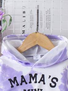 3件套女童扎染印花长袖连帽衫、吊带背心和裤子套装，街头风运动装，秋冬款 - 淡紫色 - 查看 4