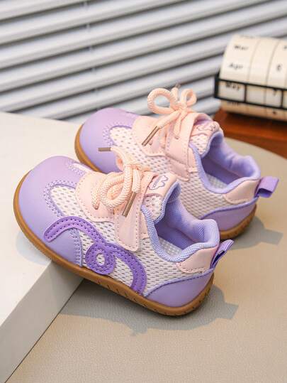 1 Pair Cute Unisex Kids Breathable Mesh Sports Shoes, Anti-Kick Toddler Walking Shoes, Fashion Versatile Soft Sole Sneakers, Comfortable Casual Outdoor Shoes For Children, Suitable For Spring, Summer, Autumn