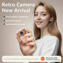 Retro Camera-Shaped True Wireless Earbuds | HiFi Surround Sound Wireless Headphones - Multicolor - View 11