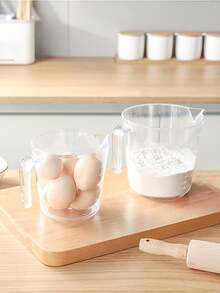 1pc Home Kitchen Mixing Cup Milk Cup Home Measuring Cup Kitchen Baking With Scale Cup Thickened PS Material Mixing Bowl 300ML/600ML/100mL Multi Specification Noodle Making Small Tool Suitable For Multi Functional Mixing Bowl In Restaurant Kitchen - Transparent - View 3