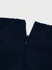 Women's Solid Color Deep V Elegant Casual Commute Date Romantic Dress, Elegant Casual Commute Date Romantic Dress, Vacation, Summer Dresses - Navy Blue - View 9