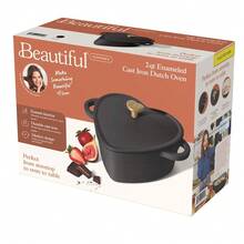 Black Sesame-Infused 2-Quart Cast Iron Heart-Shaped Dutch Oven By Celebrity Chef - Multicolor - View 5