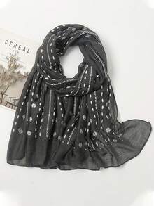 1pc New Women's Solid Color Striped Linen Jacquard Scarf, Fashionable And Elegant Polka Dot Shawl, Can Be Used As Headscarf, Daily/Evening Dress Accessory, Travel Sun Protection Shawl, Also Suitable As Holiday Gift - Scarf - View 17