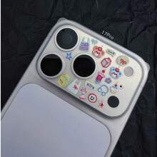 Filme de Lente de Alta Definição + Sacola de Compras Urso de Pelúcia Adesivo Relevo DIY, Adequado para Apple 17promax/17pro, Resistente a Arranhões, Fácil de Instalar, Ajuste Preciso, Design Minimalista, Filme de Lente Ano Novo, Presente Dia dos Namorados - Película para lente + adesivos - Visão 10