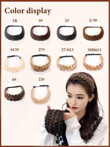 Women's Synthetic Braided Headband, Handmade Elastic Stretch Hair Band, Deep Chocolate Black - Multicolor - View 8