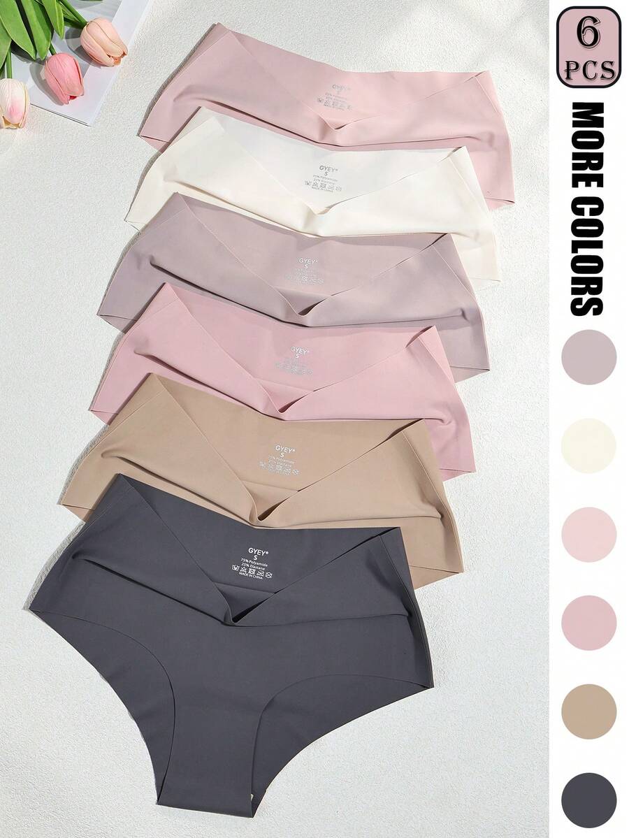 6 chiếc quần lót nữ không đường may, cạp cao, chất liệu pha nylon spandex thoáng khí, nhanh khô, co giãn 4 chiều, phù hợp cho yoga, thể dục, khiêu vũ. - Nhiều màu - Xem 1