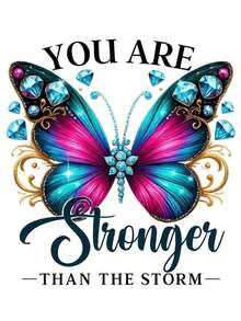 1片/2片/3片装钻石蝴蝶热转印贴纸，DIY热压贴花，适用于T恤、牛仔裤、背包等，耐用且可水洗 - L - 查看 1