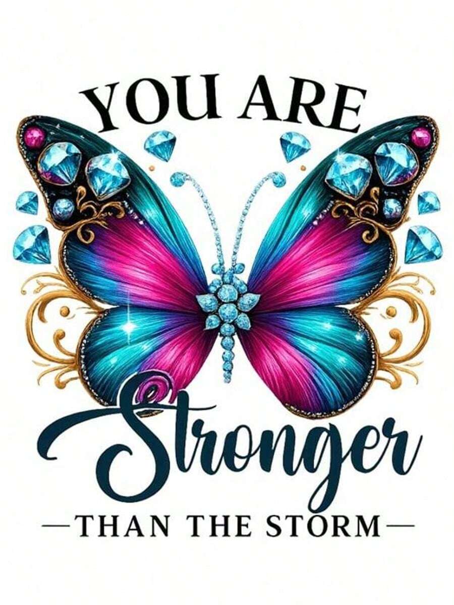 1片/2片/3片装钻石蝴蝶热转印贴纸，DIY热压贴花，适用于T恤、牛仔裤、背包等，耐用且可水洗 - L - 查看 1