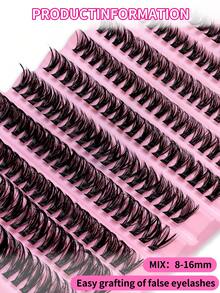 200pcs Faux Mink Eyelashes Cluster Lashes 0.07D 8-16mm Mix Natural Eyelashes Extension Volume Individual Eyelash Cluster Makeup Tools Lash Clusters - D - View 4