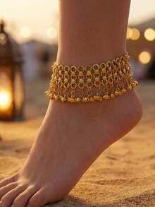 1只復古流蘇和鈴鐺裝飾腳鏈,適用於海灘度假 - 彩色 - 查看 7