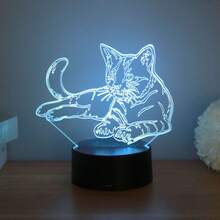 1 pieza Luz de noche LED 3D de gato, alimentada por USB, lámpara RGB de 7 colores cambiantes, adecuada para decoración de dormitorio, hogar y escritorio, Navidad, iluminación elegante, regalo de cumpleaños - Multicolor - Ver 7