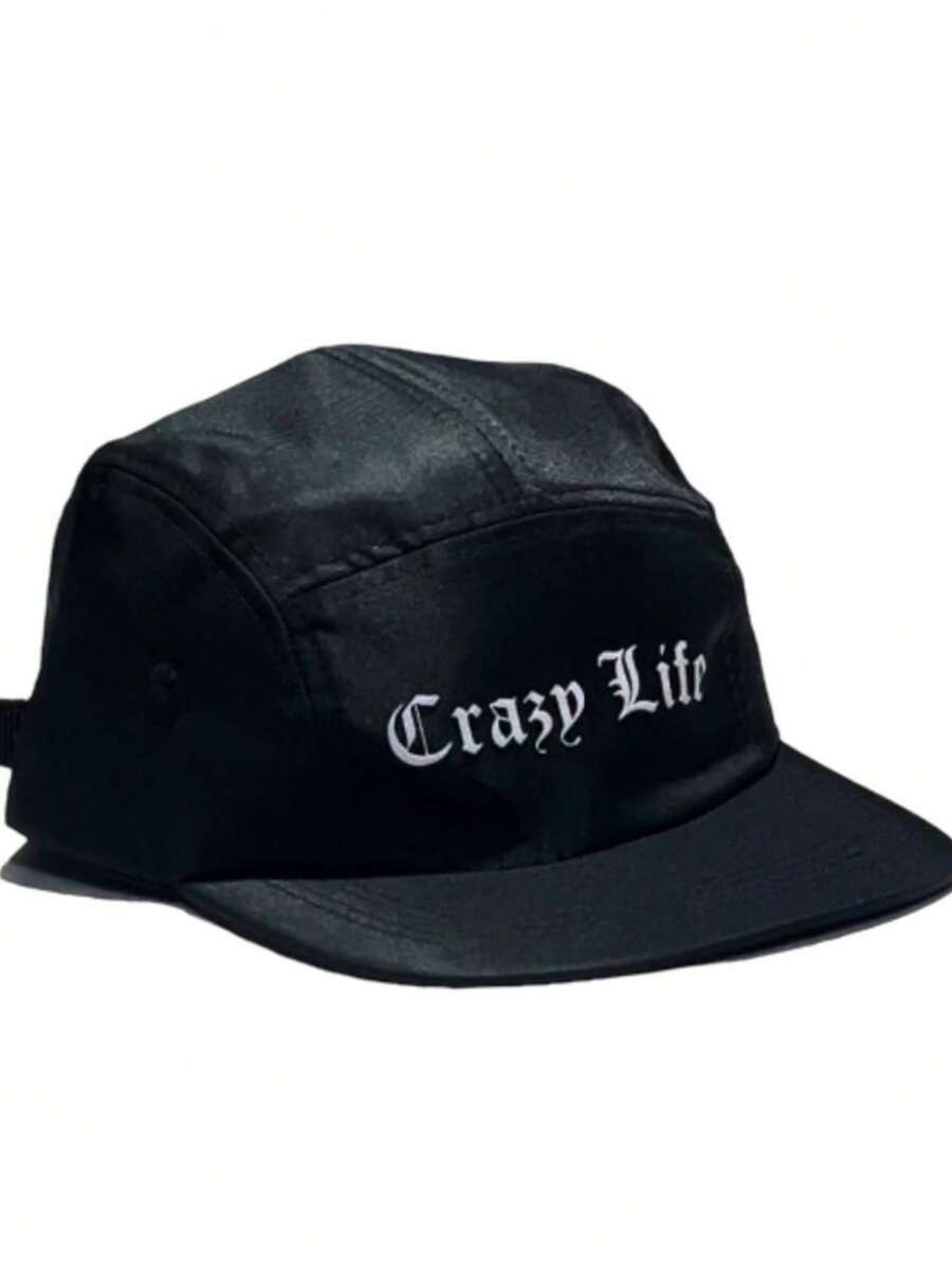 Black Graphite Five Panel Cap On - Crazy Black - View 1
