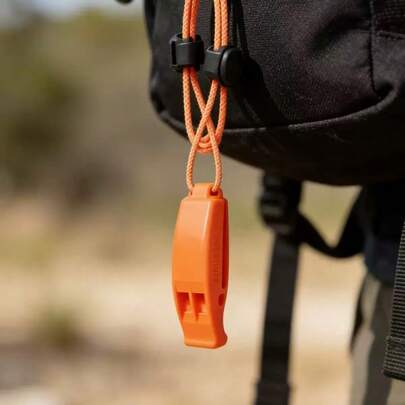 Silbato de emergencia de doble frecuencia para exteriores, resistente al agua, con cordón, de plástico ABS y alta potencia, equipo para camping