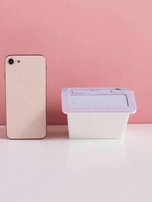 1pc Cute Girl Heart-Shaped Desktop Mini Storage Box, Makeup Jewelry Organizer, Student Stationery Holder, Stackable With Flip-Top Design - Multicolor - View 4