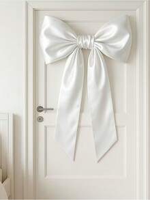 1pc 43in Giant White Bow Ribbon, Writable Design, Suitable For Door/Wall Decor, Wedding Car, Bridal Shower, Streamer Party Backdrop, Church Pew, Theme Party, Birthday, Romantic Atmosphere Decoration - 多色 - 查看 10