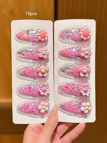 10个随机粉色款式发夹，适合日常使用 - 彩色 - 查看 5