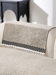 1pc All-Season Luxury Chenille Sofa Cushion Cover, Modern Minimalist Fashion Dust-Proof Anti-Slip Sofa Seat Pad, Machine/Hand Washable, Suitable For Bedroom, Office, Living Room Combination, L-Shaped And 1/2/3/4-Seat Sofa - Khaki - View 7