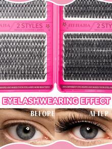 640片D型卷翘假睫毛，睫毛册，睫毛长度8-16mm，30D+40D+50D+60D卷度，可自由组合，超柔软轻盈，打造自然蓬松的猫眼效果，适合日常、婚礼、派对、音乐节及各种节日场合。假睫毛，单根假睫毛，睫毛，假睫毛 - D - 查看 5