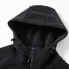 Mubberry Mens Fleece Jacket Full Zip With Hood Pockets Warm Lightweight Winter Jacket - 黑色 - 查看 6