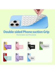 2 piezas Palo de selfie clásico de doble cara con 40 ventosas de silicona, soporte de teléfono multifuncional reutilizable y adhesivo para montaje o uso manual, adecuado para grabación de video y fotografía, gran regalo para amigos y accesorios de teléfono para el Ramadán - Multicolor - Ver 3