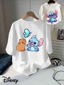 Disney Men's Japanese-Style Printed Short-Sleeved T-Shirt -100% Cotton, Loose And Casual Round Neck Worn Outdoors In Summer, Machine Washable, Comfortable Top | Machine Washable Shirt. - trắng - Xem 1