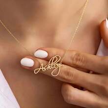 1pc Custom Name Necklace, Personalized Cursive Font Pendant, Elegant Bohemian Style, Simple DIY Custom Name Gift, Suitable For Women, Birthday Gift Jewelry Custom Cursive English Name Minimalist Elegant Stainless Steel Necklace Family Holiday Gift Ideal Gifts For Her Girlfriend, Mom, Family, Friends, Daughter, Her, Grandparents For Daily Wear, For Prom, For Teacher Gifts - 彩色 - 查看 10